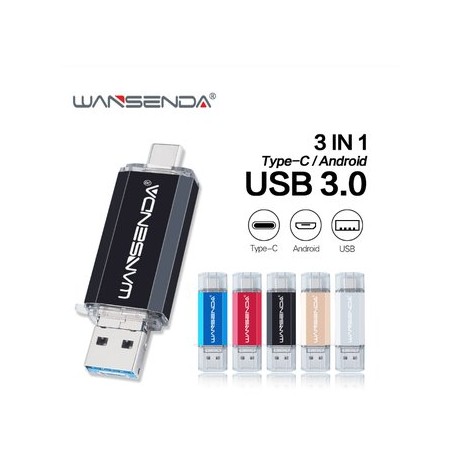 Unidad flash USB OTG de 256GB tipo-C 3 e...Computadoras Brillo