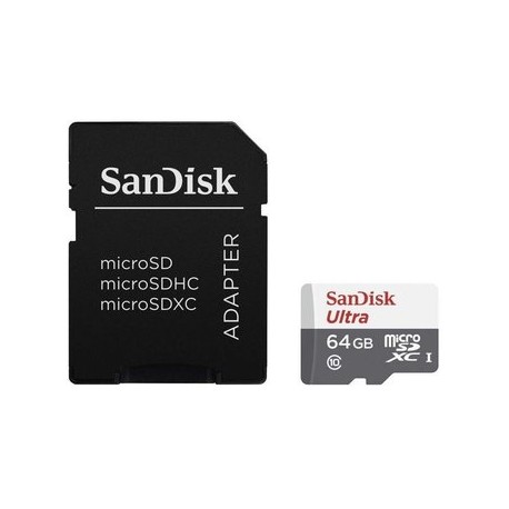 Memoria Micro Sd 64gb Sandisk Clase 10 V...Computadoras Brillo