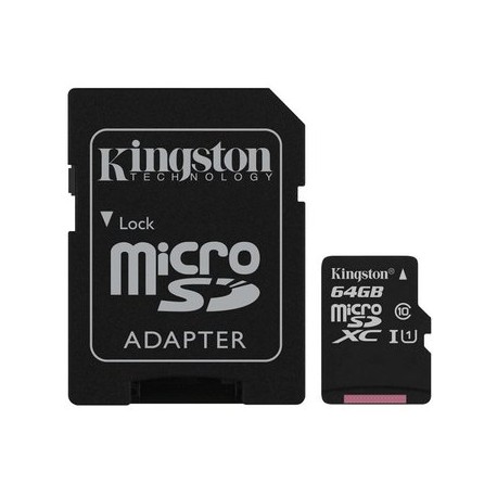 Memoria MicroSD 64GB Kingston SDXC Clase...Computadoras Brillo
