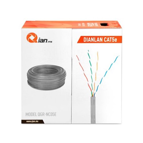 BOBINA CABLE UTP CAT 5E QIAN GRIS 305 MT...Computadoras Brillo