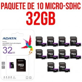 Paquete 10 Micro SD 32GB ADATA Clase 10...